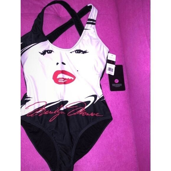 Marilyn Monroe Sz S Black One Piece Swimsuit - Picture 1 of 7